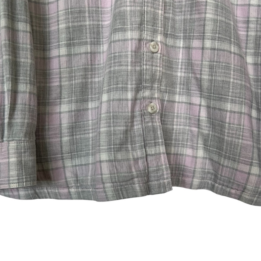 L.L. Bean Pink &‎ Gray Plaid Button Down Shirt Cotton Lined Size Medium - Picture 5 of 9
